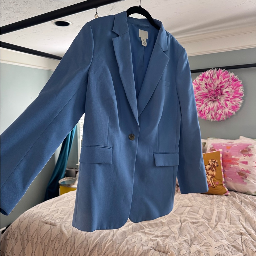 H&M Dusty Blue Single-Button Women's Blazer